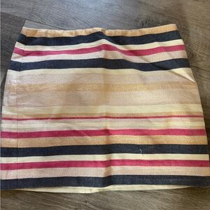 J. Crew Pink, Gold, and Black Striped Mini Skirt
